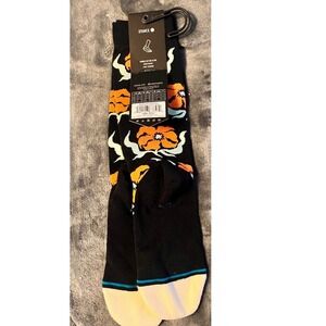 Stance Broadcast Floral Crew Socks Black Orange Floral Print Medium A545C25BRO